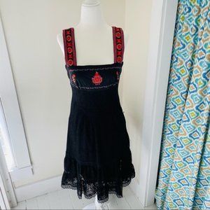 Vintage Embroidered Empire Waist Boho Dress